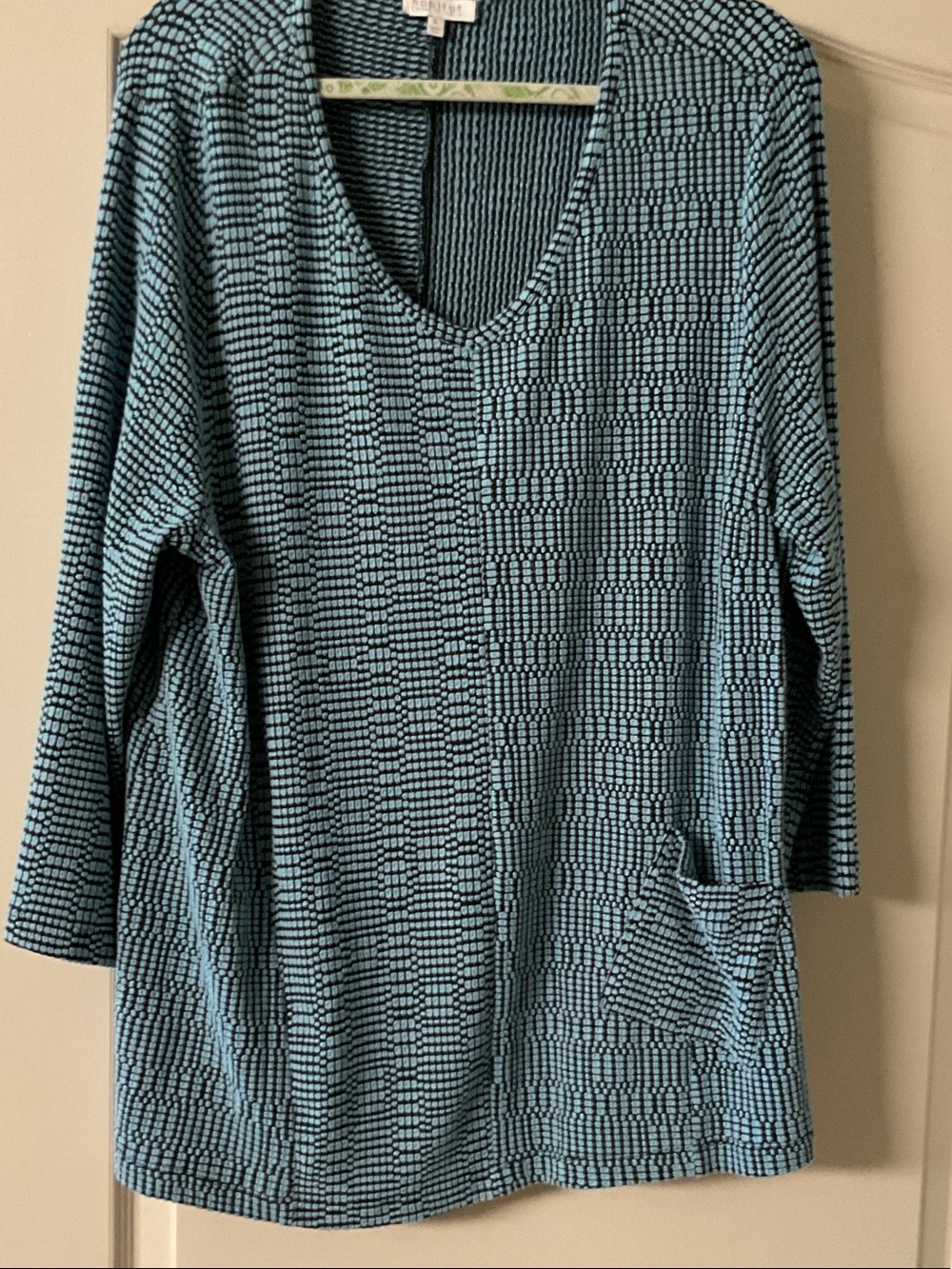 Habitat Teal and Black Patterned V‑Neck Tunic